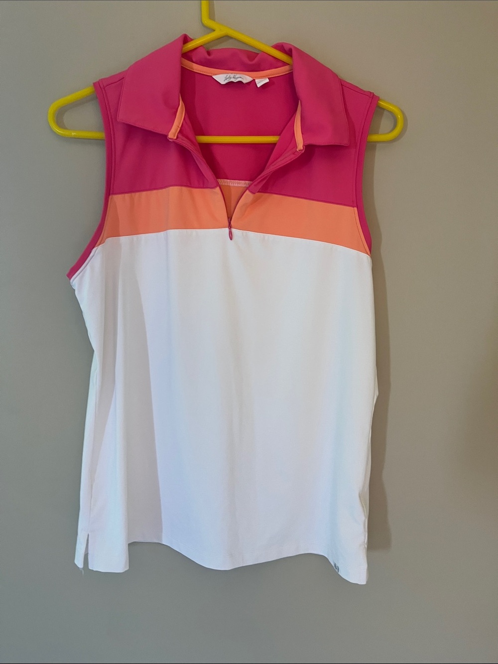 Lady Hagen Sleeveless Golf Tank in Pink, Coral & White